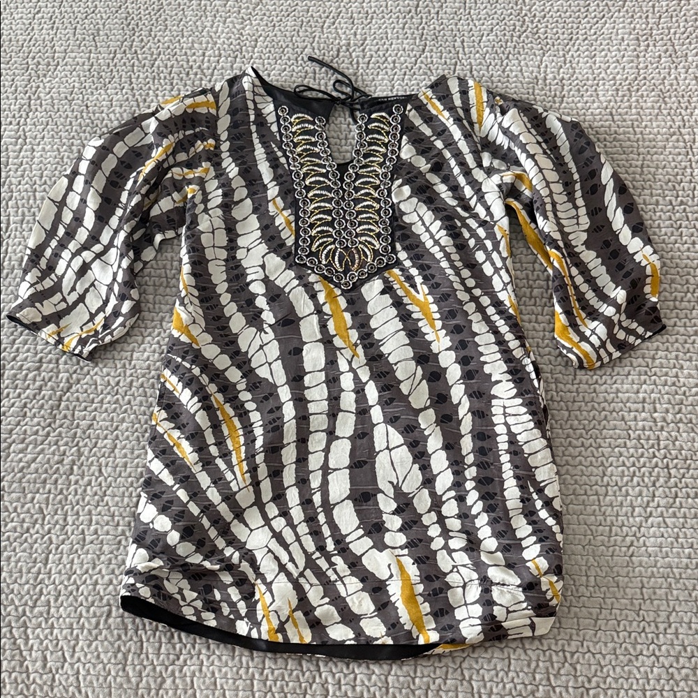 Silk Dress Women's Tunic with Chain Details with side pockets